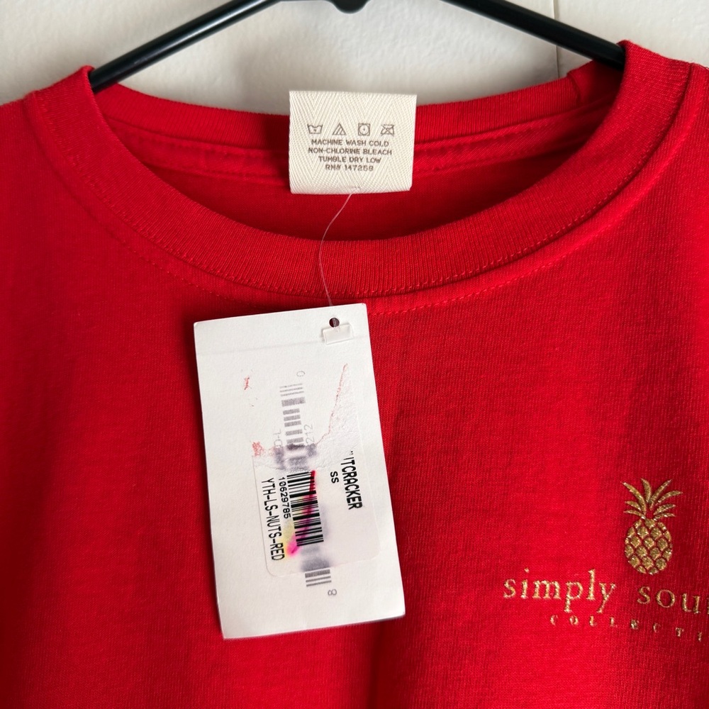 Simply Southern New Nuts About Christmas Merry Bright Red Longsleeve Youth Large - Picture 8 of 10